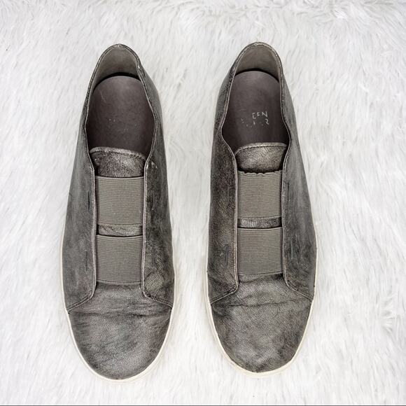 EILEEN FISHER / metallic gray silver green slip on sneakers / 7 - Picture 4 of 10